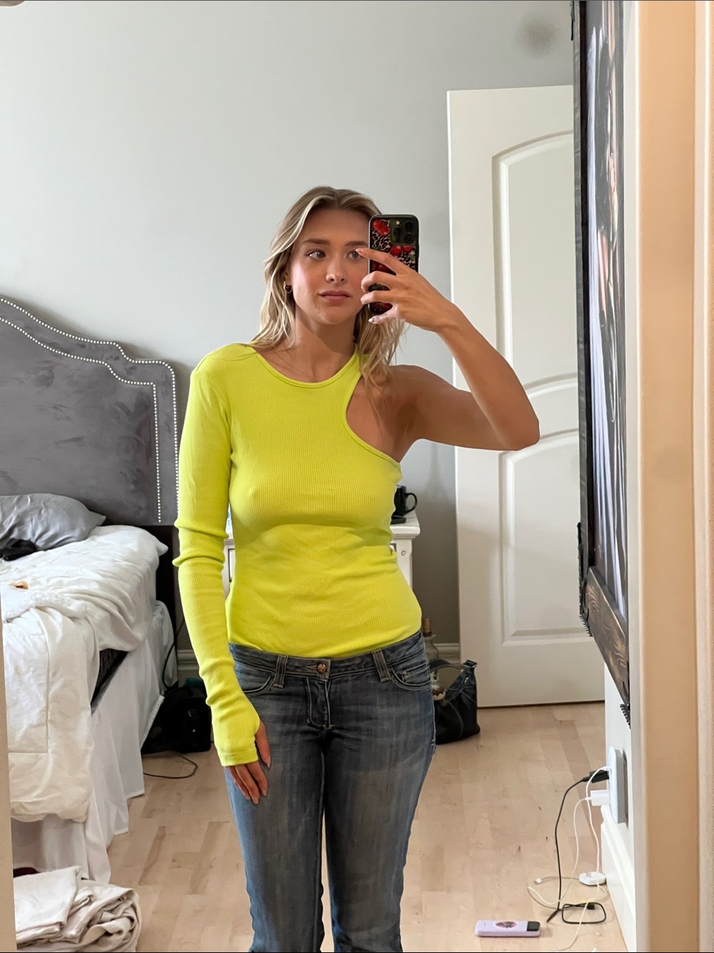 Agolde Neon Lime Ribbed Tank - Picture 2 of 5